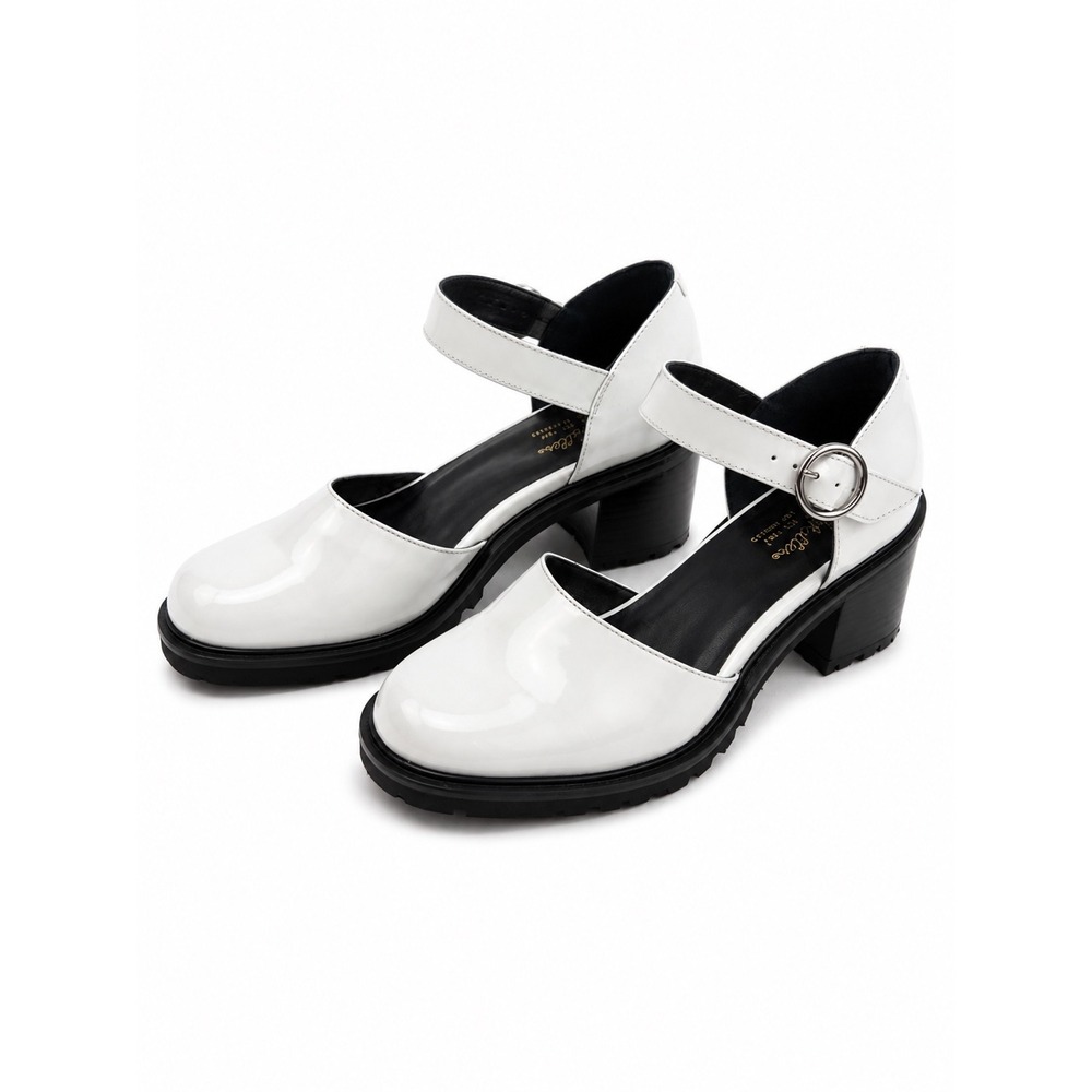 Seychelles Vintage White Patent Leather Mary Jane Chunky Heels Women's Size 8